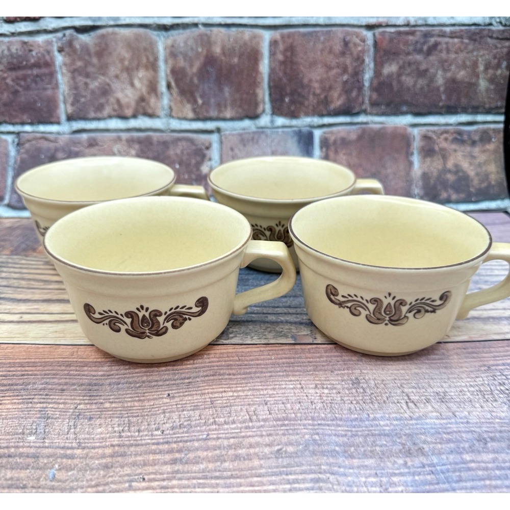 Pfaltzgraff Village Coffee Cups Mugs Set of 4 Vintage #6-1 Retro Stoneware